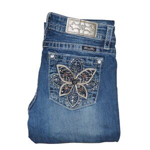 Miss Me Jeans Women’s 28/8 Chloe Boot Bling Thick Stitch Western Blue Jeans